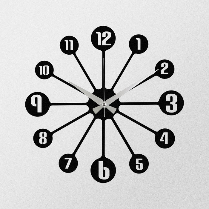 Wallity Enzoclock - S014 Reloj de Pared de Metal Negro